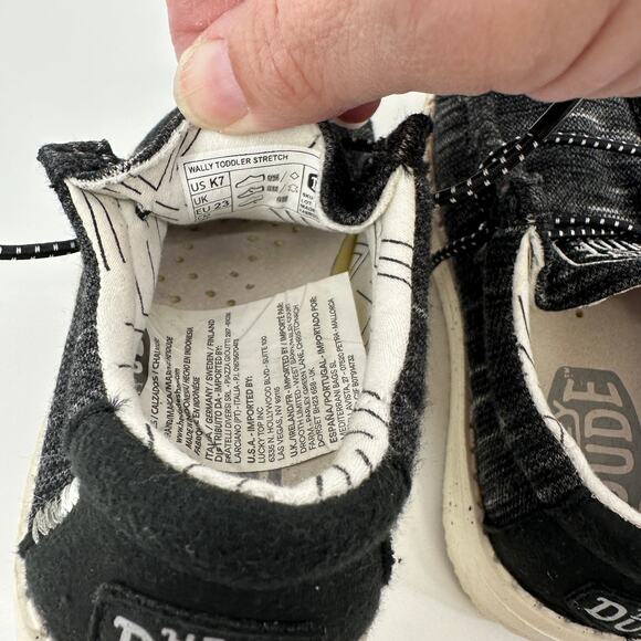 Hey Dude Wally Toddler Stretch Black White Slip On Lightweight Sneaker K7 - Picture 8 of 11